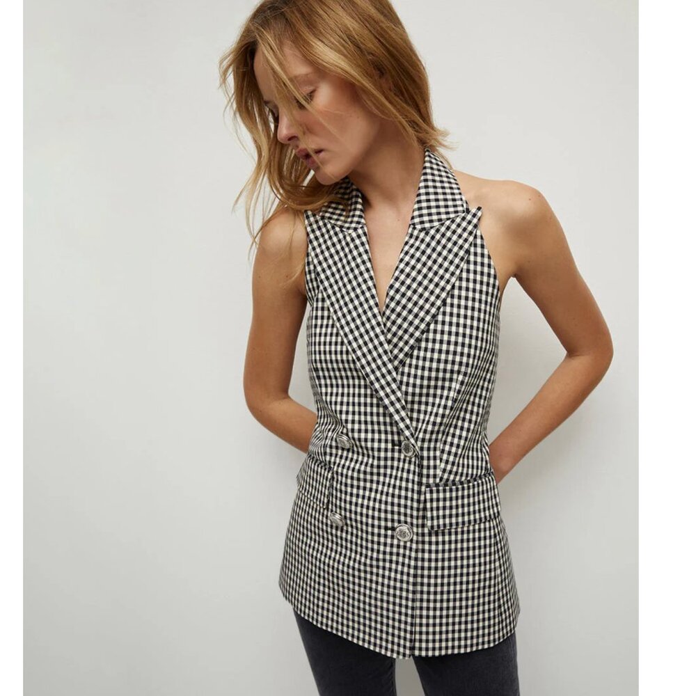 Veronica Beard Enfield Gingham Halterneck Vest NWOT
